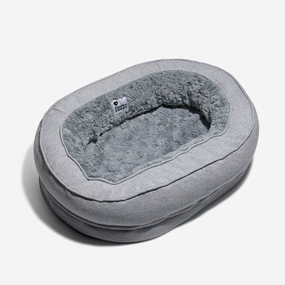 Round Bolster Pet Bed with Orthopedic Foam Support for Dogs | Raised Edge Calming Bed with Machine Washable Cover & Waterproof Liner