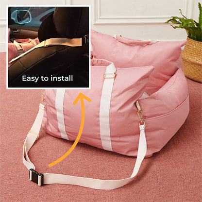 Padded Dog Car Seat Booster with Safety Harness & Side Bolsters – Waterproof Washable Pet Travel Carrier for Cars, SUVs & Travel