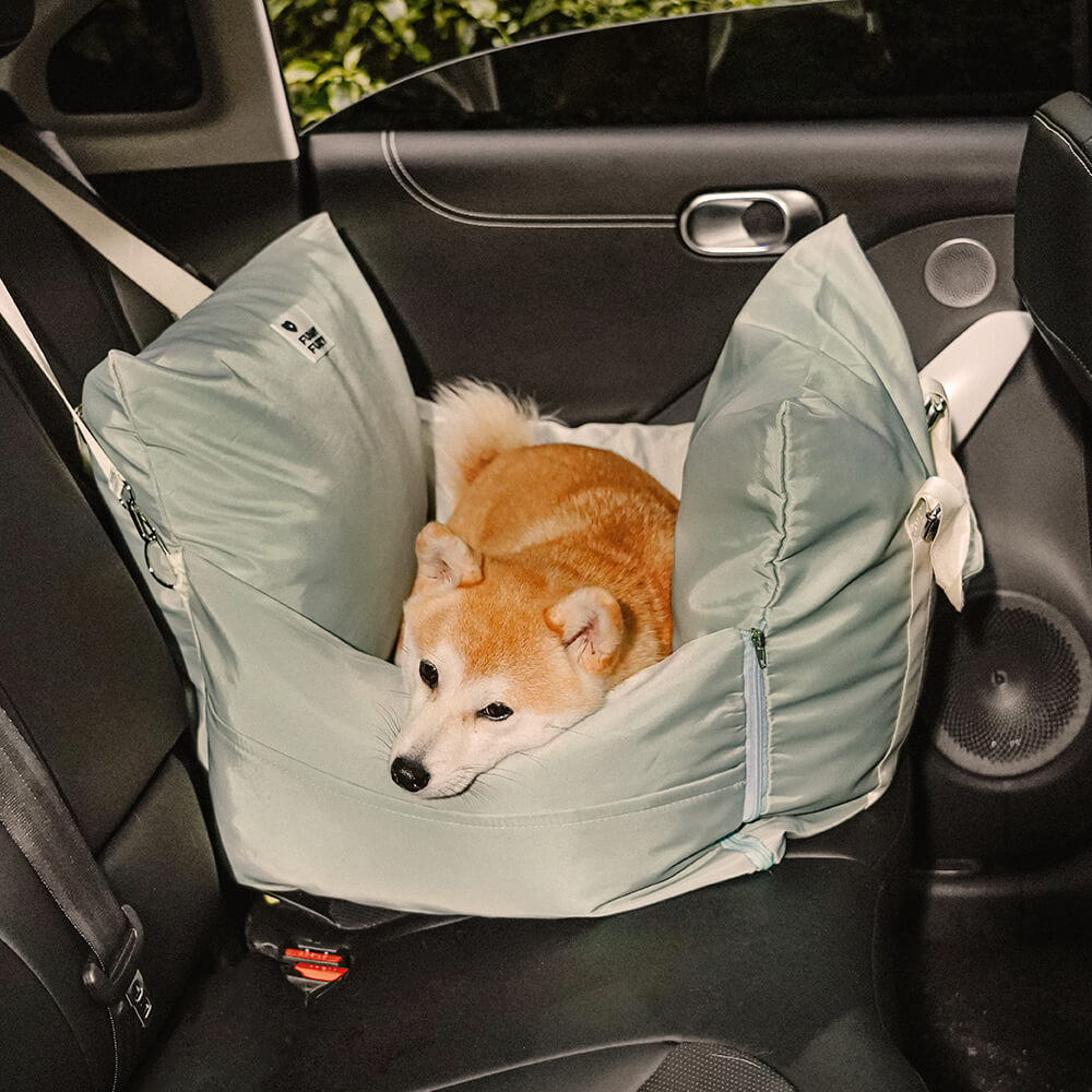 Padded Dog Car Seat Booster with Safety Harness & Side Bolsters – Waterproof Washable Pet Travel Carrier for Cars, SUVs & Travel