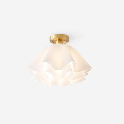 Flush Mount Overhead Light with Ribbed Polymer Shade and Metal Frame for Bedrooms, Hallways, Bathrooms | Home Lighting Fixture Dimmable Comp