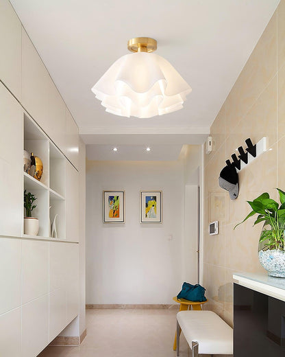 Flush Mount Acrylic Folded Ceiling Light 12 in White for Bedroom Living Room Hallway Modern E27 LED Fixture Home Decor Overhead Lighting