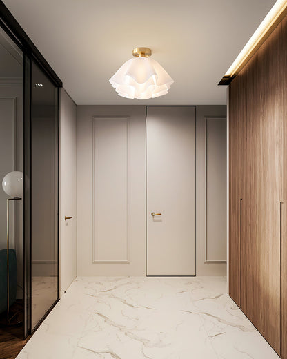 Flush Mount Acrylic Folded Ceiling Light 12 in White for Bedroom Living Room Hallway Modern E27 LED Fixture Home Decor Overhead Lighting