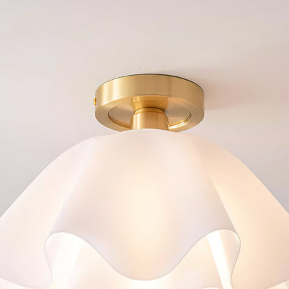 Flush Mount Acrylic Folded Ceiling Light 12 in White for Bedroom Living Room Hallway Modern E27 LED Fixture Home Decor Overhead Lighting