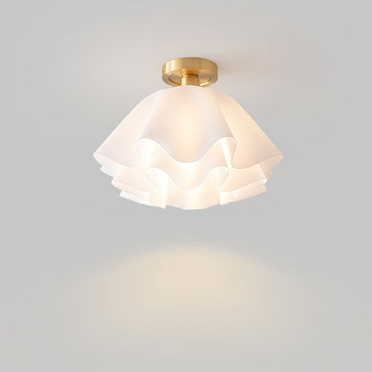 Flush Mount Overhead Light with Ribbed Polymer Shade and Metal Frame for Bedrooms, Hallways, Bathrooms | Home Lighting Fixture Dimmable Comp
