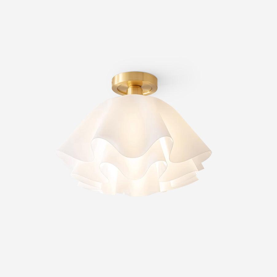 Flush Mount Overhead Light with Ribbed Polymer Shade and Metal Frame for Bedrooms, Hallways, Bathrooms | Home Lighting Fixture Dimmable Comp