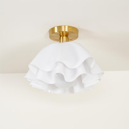 Flush Mount Acrylic Folded Ceiling Light 12 in White for Bedroom Living Room Hallway Modern E27 LED Fixture Home Decor Overhead Lighting