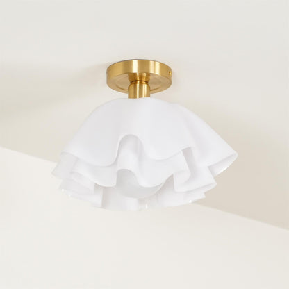 Flush Mount Acrylic Folded Ceiling Light 12 in White for Bedroom Living Room Hallway Modern E27 LED Fixture Home Decor Overhead Lighting