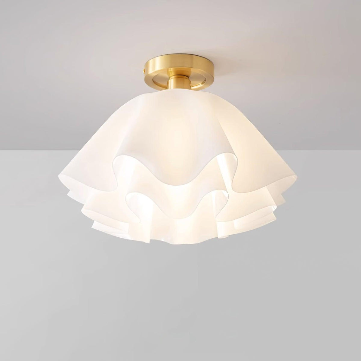 Flush Mount Overhead Light with Ribbed Polymer Shade and Metal Frame for Bedrooms, Hallways, Bathrooms | Home Lighting Fixture Dimmable Comp