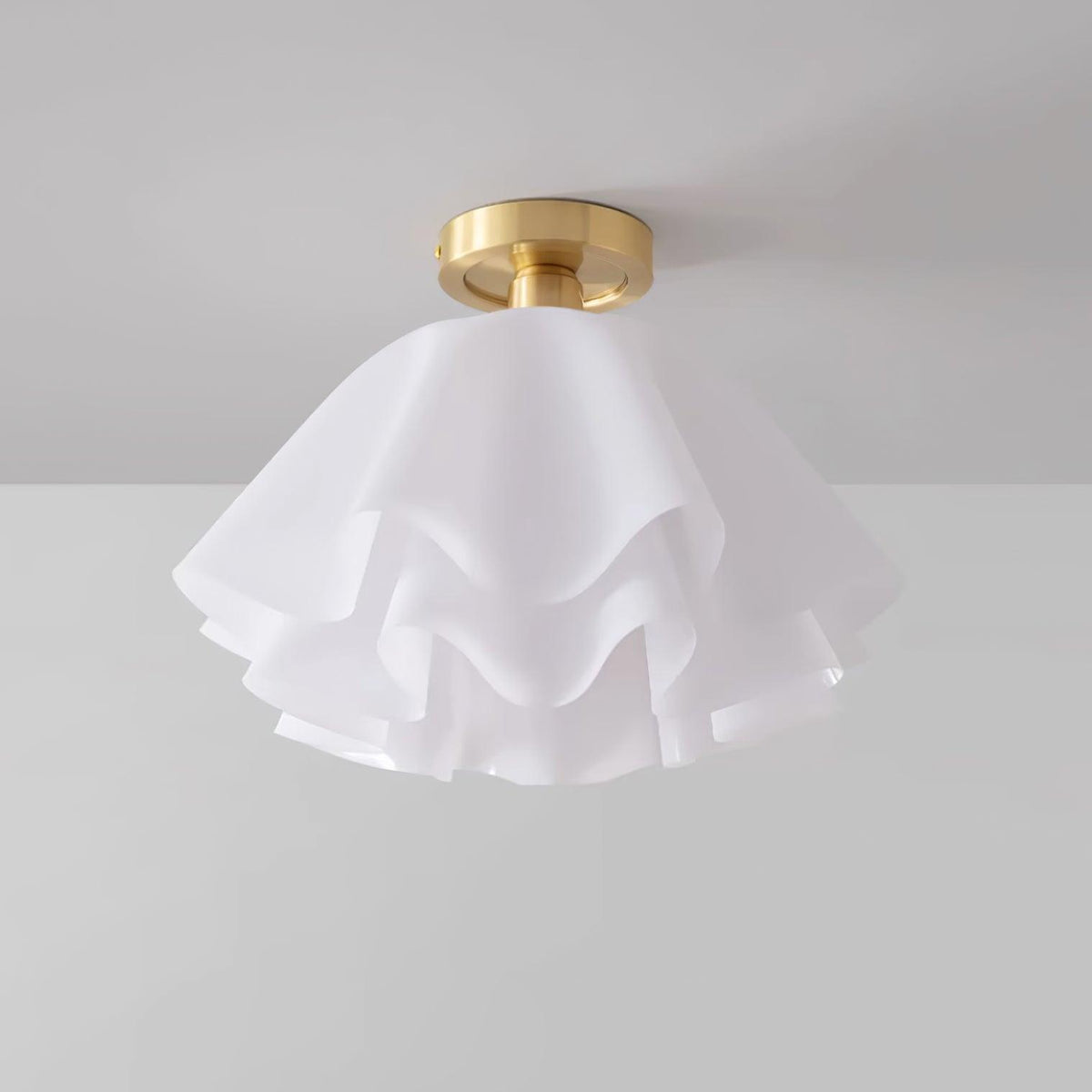 Flush Mount Acrylic Folded Ceiling Light 12 in White for Bedroom Living Room Hallway Modern E27 LED Fixture Home Decor Overhead Lighting