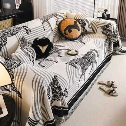 Gallora Sofa Cover - Chenille, Horse Print All-Season Slipcover