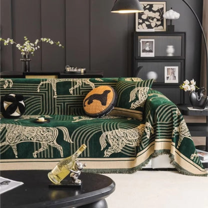 Gallora Sofa Cover - Chenille, Horse Print All-Season Slipcover