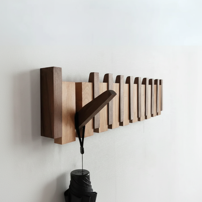 Musical Instrument Wall Mounted Coat Rack with Wooden Hooks for Entryway Storage Organizer 4 6 8 Pegs Hanging Rail Space Saving Design