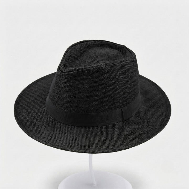 Woven Straw Fedora Hat with UPF Sun Protection Adjustable Fit Wide Brim Panama Style Summer Beach Travel Vacation Outdoor Resort Poolside