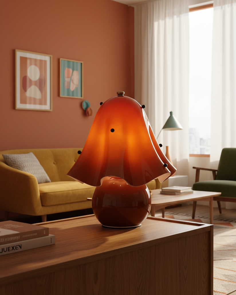 Artisan Glass Desk Lamp 12.6 Inches Tall With Sculpted Shade For Bedroom Office Nightstand Ambient Glow Multicolor Choices Contemporary Styl