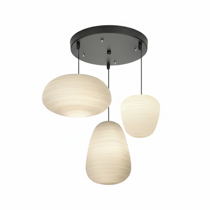 Frosted Glass Hanging Light Fixture with Ribbed Texture | Adjustable Ceiling Lamp for Dining Room Kitchen Island Cafe Restaurant Home | LED