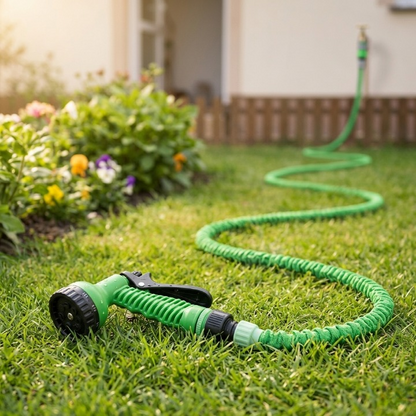 Expandable Garden Hose 25 ft to 200 ft with 7-Pattern Spray Nozzle for Yard Watering Car Wash Pet Bathing