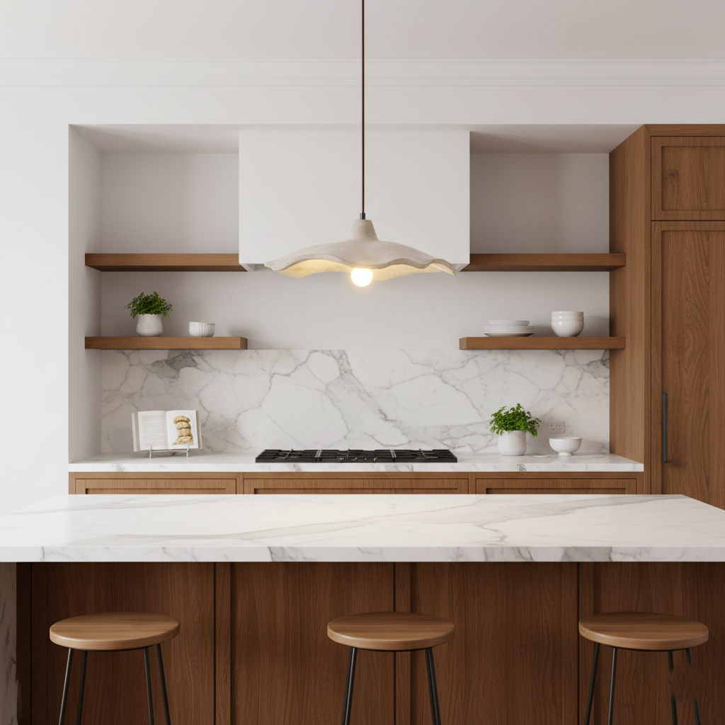 Lámpara colgante de hormigón de 16 pulgadas, forma de pétalo orgánico para comedor, isla de cocina y dormitorio, estilo Wabi-Sabi, cable ajustable, compatible con LED, moderno