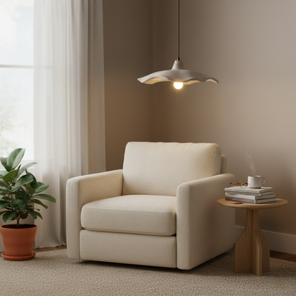 Lámpara colgante de hormigón de 16 pulgadas, forma de pétalo orgánico para comedor, isla de cocina y dormitorio, estilo Wabi-Sabi, cable ajustable, compatible con LED, moderno