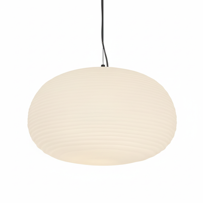 Frosted Glass Hanging Light Fixture with Ribbed Texture | Adjustable Ceiling Lamp for Dining Room Kitchen Island Cafe Restaurant Home | LED