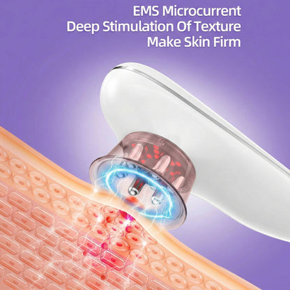 Masajeador facial portátil para el cuidado de la piel con LED y vacío