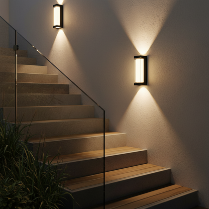 Cylindrical Outdoor Wall Sconce Up Down Light 10W LED Weatherproof Porch Facade Fixture Black White for Entryway Garden Patio Pathway Modern