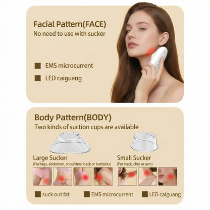 Masajeador facial portátil para el cuidado de la piel con LED y vacío