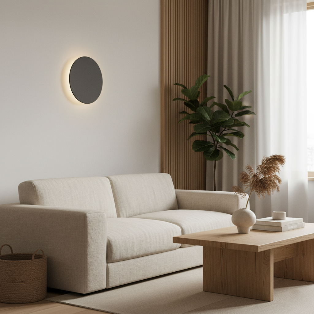 Round LED Sconce 10W Aluminum Fixture 12 Inch Warm White Light for Bedroom Hallway Living Room Modern Minimalist Touch Control or Standard S