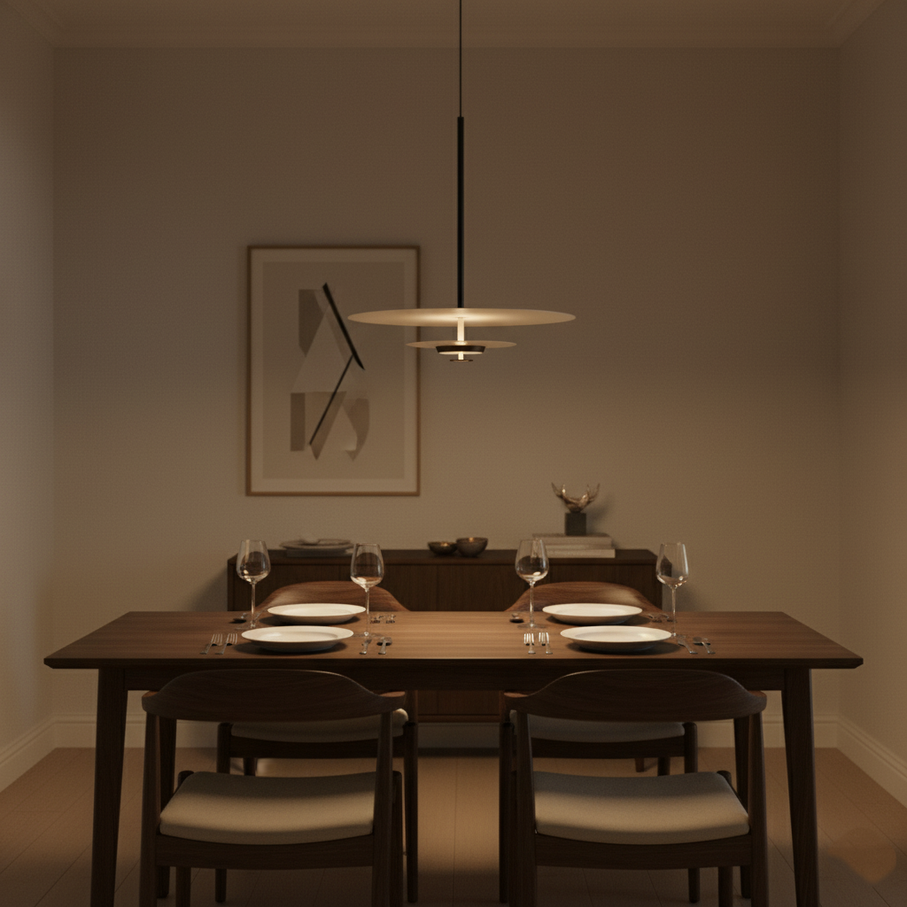 LED Circular Hanging Fixture with Adjustable 59 in Cord for Kitchen Island and Dining Tables