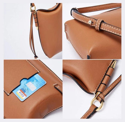 Compact Leather Crossbody Phone Pouch for Women – Hands-Free Everyday Carry with Card Slots & Adjustable Strap