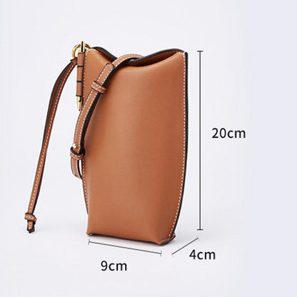 Compact Leather Crossbody Phone Pouch for Women – Hands-Free Everyday Carry with Card Slots & Adjustable Strap