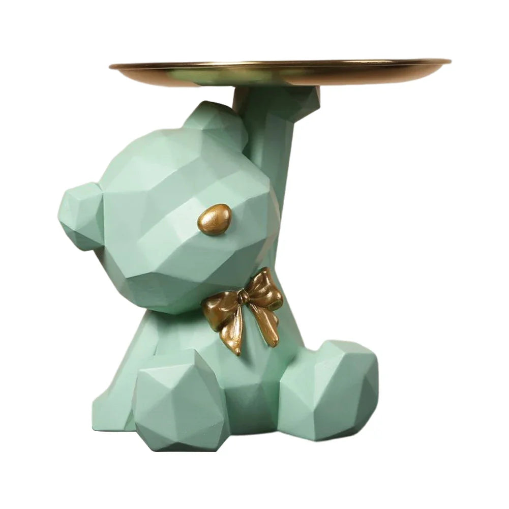 Geometric Resin Bear Key Holder and Decorative Figure – Stylish Storage Solution for Home