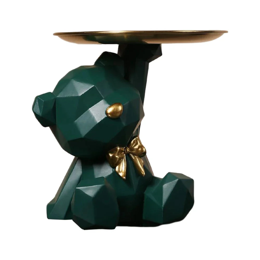 Geometric Resin Bear Key Holder and Decorative Figure – Stylish Storage Solution for Home