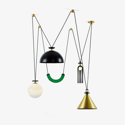 Modular Sculptural Ceiling Light with Adjustable Sections & Custom Finish Options for Dining Room Kitchen Living Room