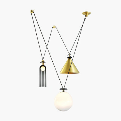 Modular Sculptural Ceiling Light with Adjustable Sections & Custom Finish Options for Dining Room Kitchen Living Room