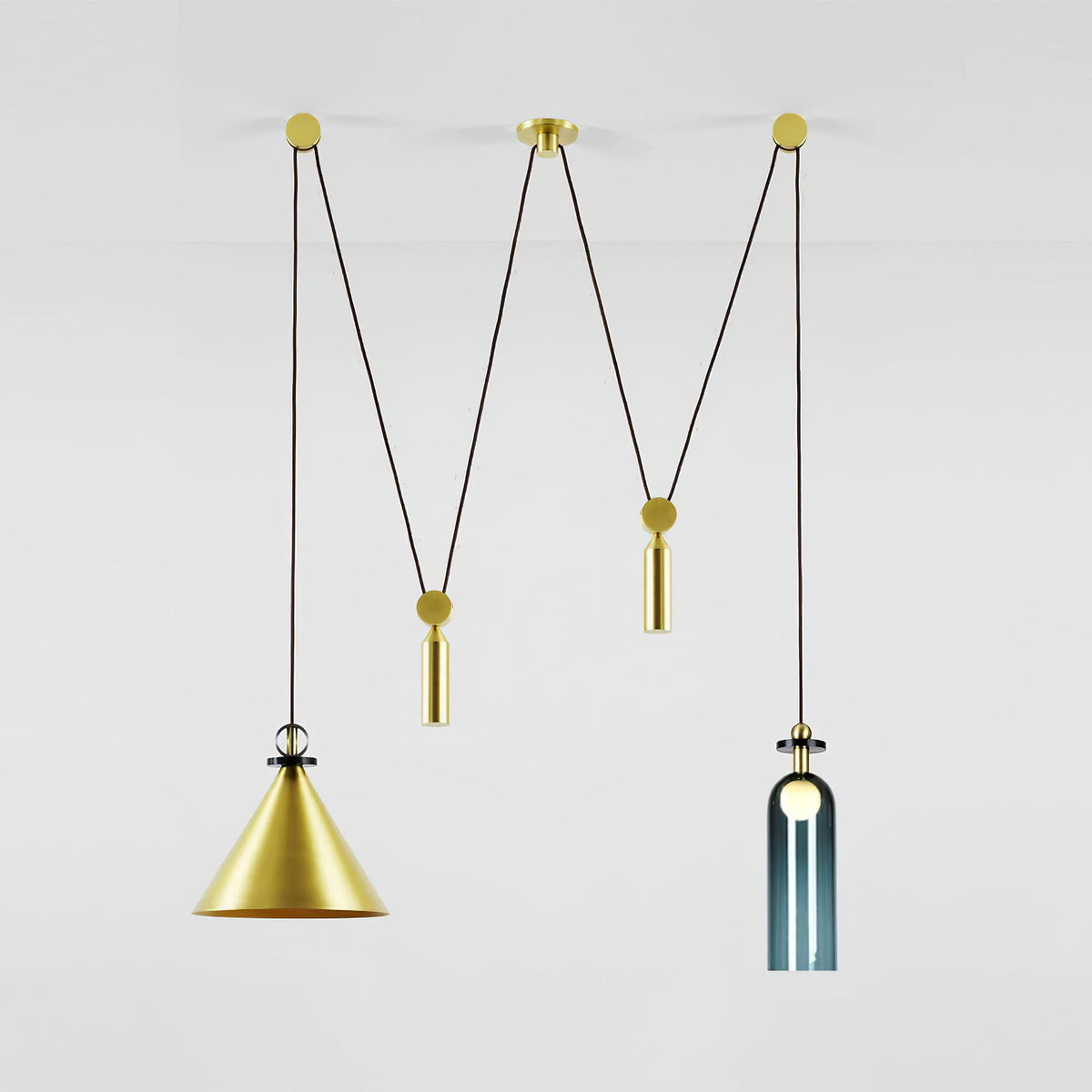 Modular Sculptural Ceiling Light with Adjustable Sections & Custom Finish Options for Dining Room Kitchen Living Room