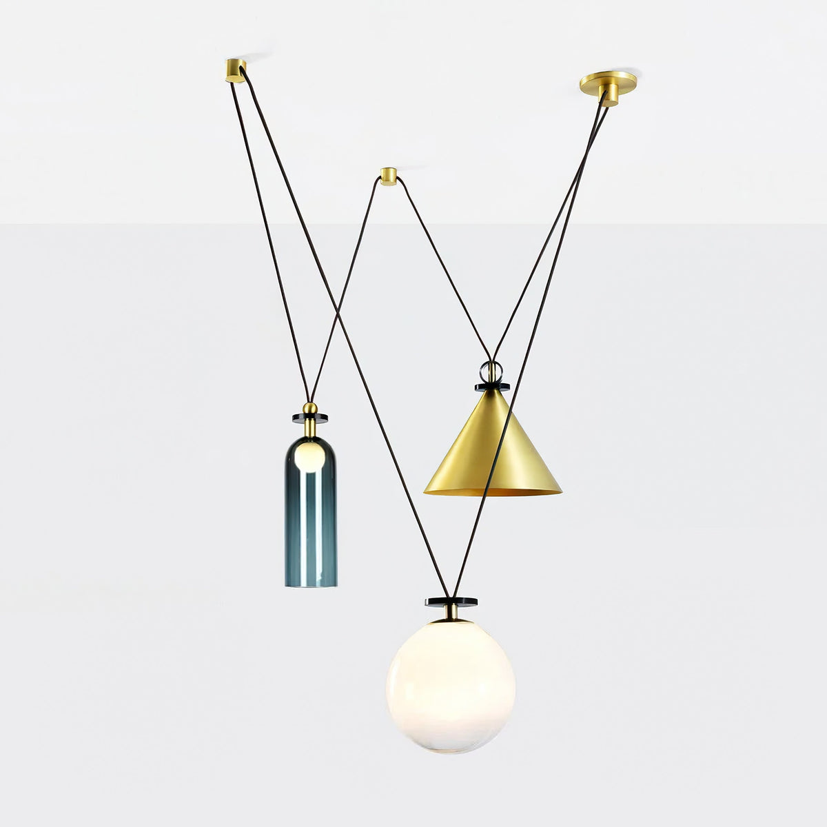 Modular Sculptural Ceiling Light with Adjustable Sections & Custom Finish Options for Dining Room Kitchen Living Room