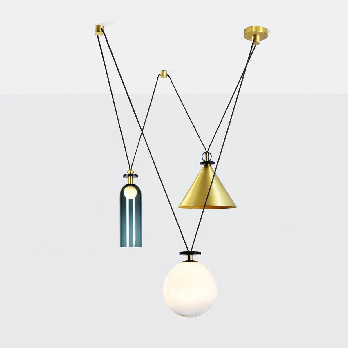 Modular Sculptural Ceiling Light with Adjustable Sections & Custom Finish Options for Dining Room Kitchen Living Room