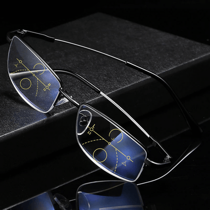 Adaptive Focus Reading Glasses for Men and Women with Progressive Lenses and Blue Light Protection for Computer Work and Driving