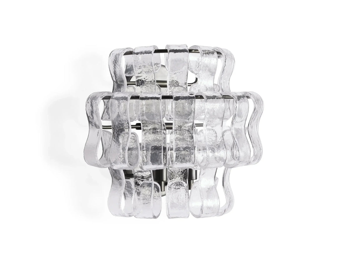 Textured Glass Wall Sconce Light Fixture with Curved Shade for Living Room Bedroom Dining Room | Hardwired 2-Bulb Accent Lighting