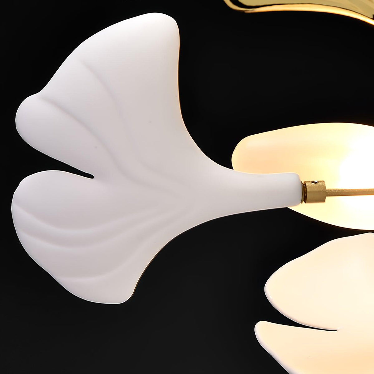 Handcrafted Porcelain Leaf Ceiling Fixture with Flexible Branches Gold White 70 in Statement Overhead Lighting for Dining Room Entryway Livi