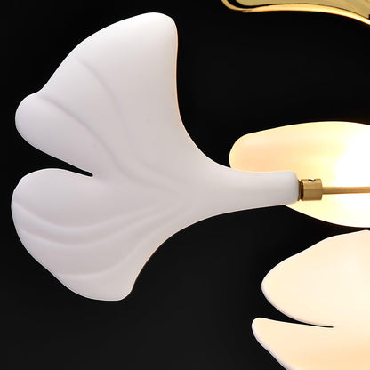 Handcrafted Porcelain Leaf Ceiling Fixture with Flexible Branches Gold White 70 in Statement Overhead Lighting for Dining Room Entryway Livi