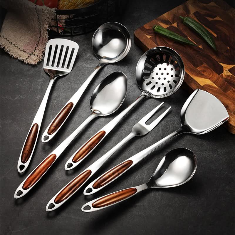 IRONSPAT – Juego de utensilios de cocina de acero inoxidable ergonómicos para una cocina de precisión y uso diario