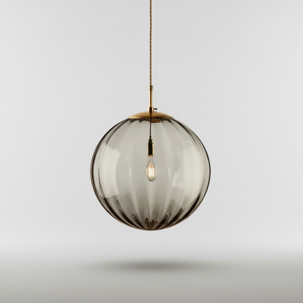 LED Globe Hanging Light Fixture Contemporary Smoked Glass Orb Ceiling Lamp for Kitchen Island Dining Table Entryway Bar Restaurant Modern Su