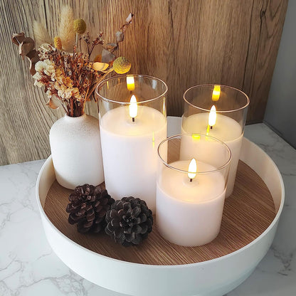 Flameless LED Pillar Candles with Remote Control & Timer – 3-Piece Set, Realistic Flickering Flame Effect for Living Room, Bedroom, Dining