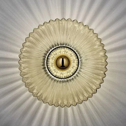 Textured Glass Sconce Fixture Warm Glow Indoor Accent Light Shell Shape for Entryway Bedroom Hallway Contemporary Boho Art Deco Style