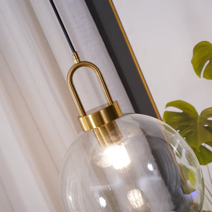 Glass Globe Hanging Light Fixture with Adjustable Cord for Dining Room Kitchen Island Bedroom Modern Minimalist Ceiling Pendant Lamp
