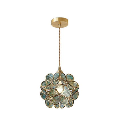 Glass Shade Hanging Fixture 8-Inch Brass Finish Ceiling Light for Kitchen Dining Room Entryway Hardwired with Adjustable Cable