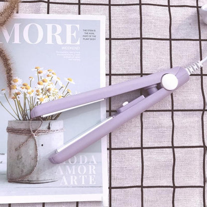 Mini Hair Straightener and Curler Dual Tool Ceramic Heated Plates Compact Travel Size for Quick Touch-Ups Smooth Waves Styling at Home Every