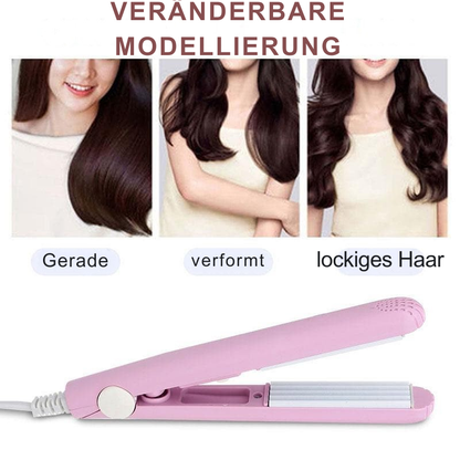 Mini Hair Straightener and Curler Dual Tool Ceramic Heated Plates Compact Travel Size for Quick Touch-Ups Smooth Waves Styling at Home Every