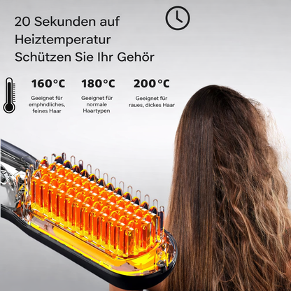 Rechargeable Cordless Hair Straightening Brush Heated Styling Tool Anti-Frizz Ionic Technology Travel-Friendly Portable Heat Brush for Smoot
